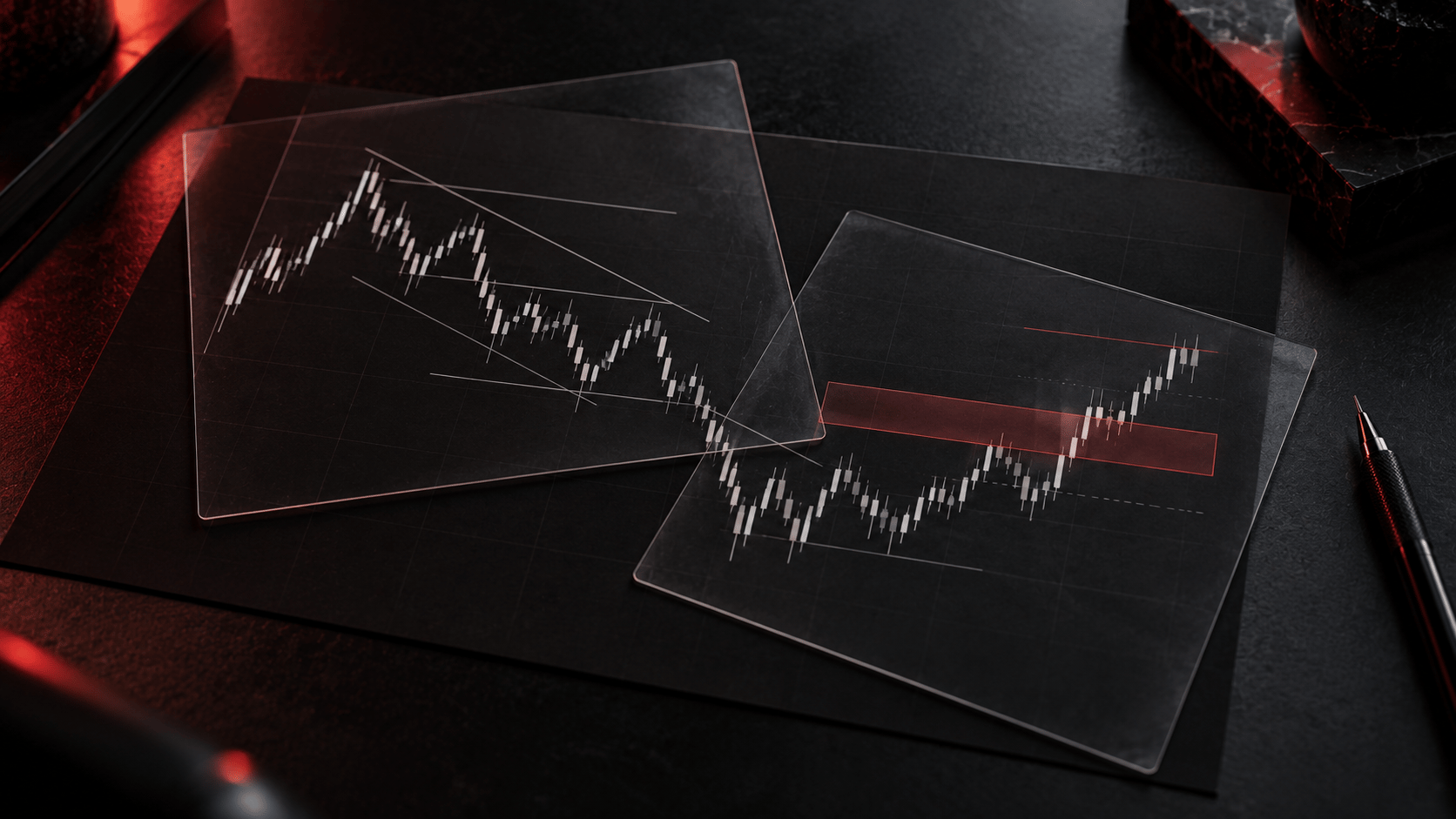 Reviewing printed charts and trading strategy questions
