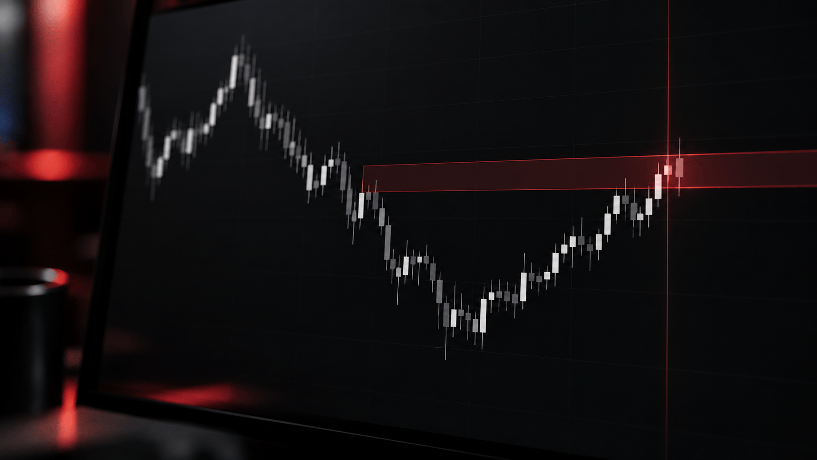Candlestick price action reaching red zone area of interest